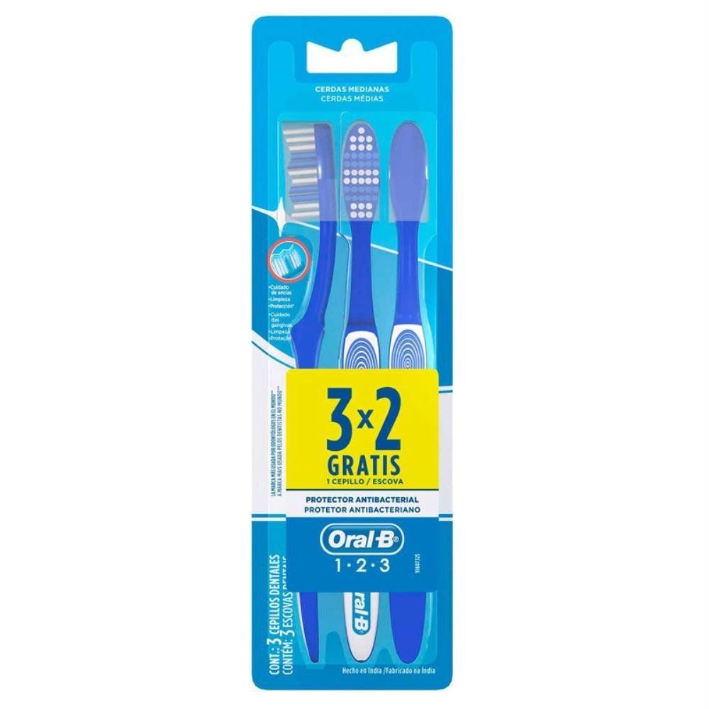 ORAL-B ESCOVA DENTAL 1.2.3 PROTETOR ANTIBACTERIANO LEVE 3 PAGUE 2 em Oferta na Shopee
