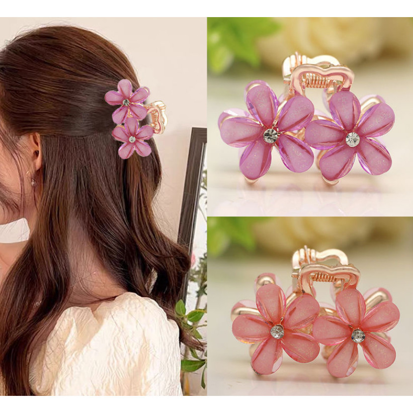 Kit12/24/36 Unidades Grampo de cabelo meio amarrado com flor de strass, tamanho médio, requintado e sofisticado