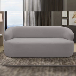 Sofá 3 Lugares Orgânico Sala de Estar Living 170cm Carmen F04 Veludo Cinza - Lyam Decor