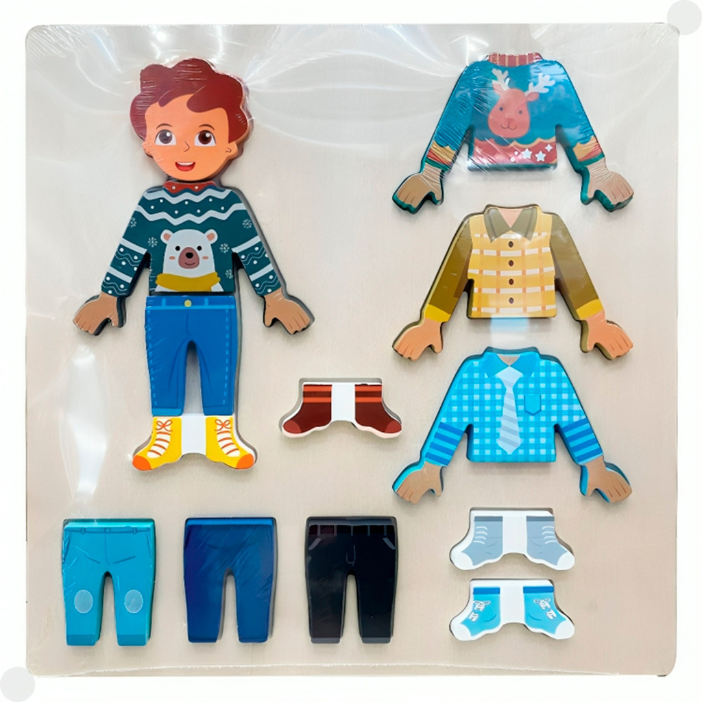 Brinquedo Troca Roupinha Homem Madeira DMT6776 - DMToys em Oferta na Shopee