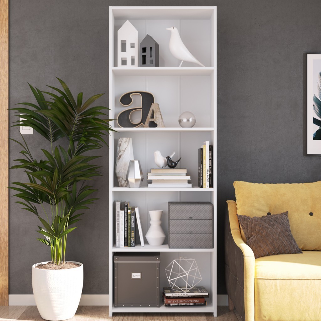 Estante para Livros 5 Prateleiras Mo060 Branco - Art In Móveis