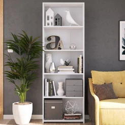 Estante para Livros 5 Prateleiras Mo060 Branco - Art In Móveis