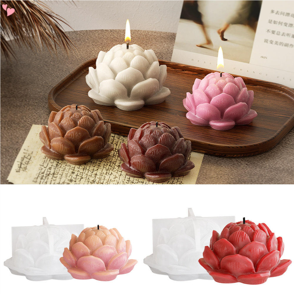3D Em Forma De Lótus Moldes De Velas De Silicone Para Fabricação De Pilar De Resina Aromaterapia Cera Sabonete Espécime