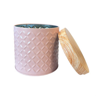 Lata de Metal Redonda Texturizada - Rosa - 10x10cm - 1 unidade - Rizzo em Oferta na Shopee