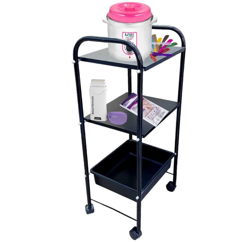 Carrinho Auxiliar Estética - 2 Tampos + 1 Bandeja em Oferta na Shopee