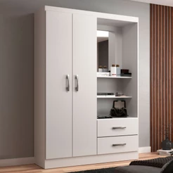 Guarda-Roupa Solteiro Capelinha 2 Portas 2 Gavetas com Espelho