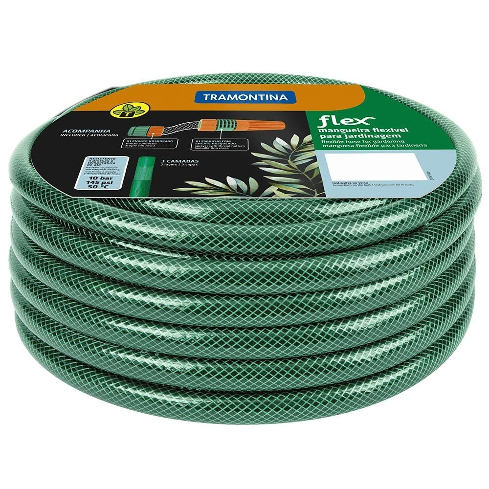 Mangueira Tramontina Flex 15 Metros, com Esguicho e Engate Rosqueado - 79172/150 em Oferta na Shopee