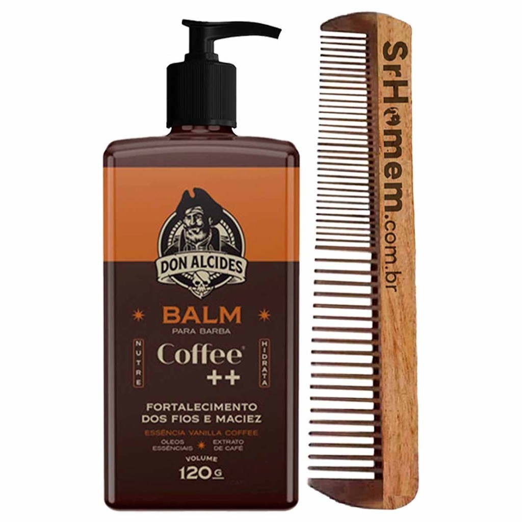 Kit Balm Para Barba Coffee 120ml e Pente Duplo Don Alcides