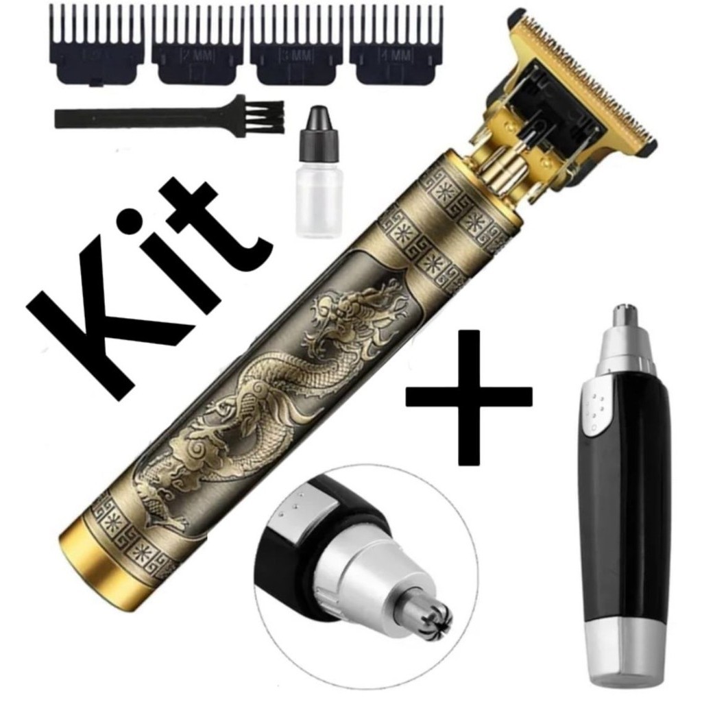Kit Barbeador e Aparador de Pelos Cuidados Masculinos - Maquina cortar cabelo dragão