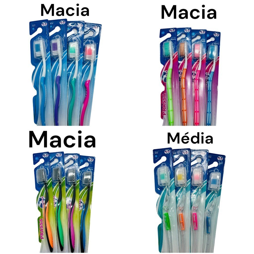 Kit Com 12 Escovas De Dentes Macias Ou Médias Adulto Higiênie Bucal Diversas Cores E Modelos Dental em Oferta na Shopee