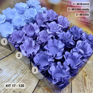 KIT 120 Forminhas Para Doces Finos BRANCO + LILÁS CANDY + LILÁS em Oferta na Shopee