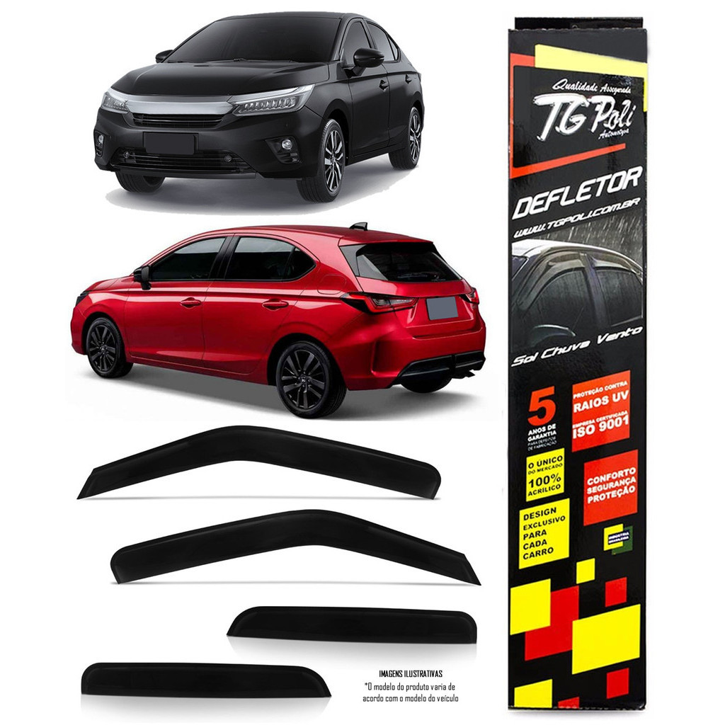 Calha Chuva Defletor Inteiriça Slim TG Poli New City Hatchback e Sedan 2022 em Diante 4 Portas