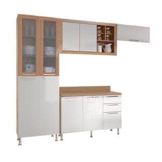 Cozinha Compacta Ditália Aspen 4 Peças Carvalho/Branco A45 em Oferta na Shopee