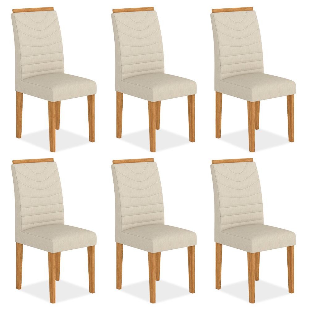 Kit 6 Cadeiras Estofadas Lima Cinamomo/bege - Móveis Arapongas em Oferta na Shopee