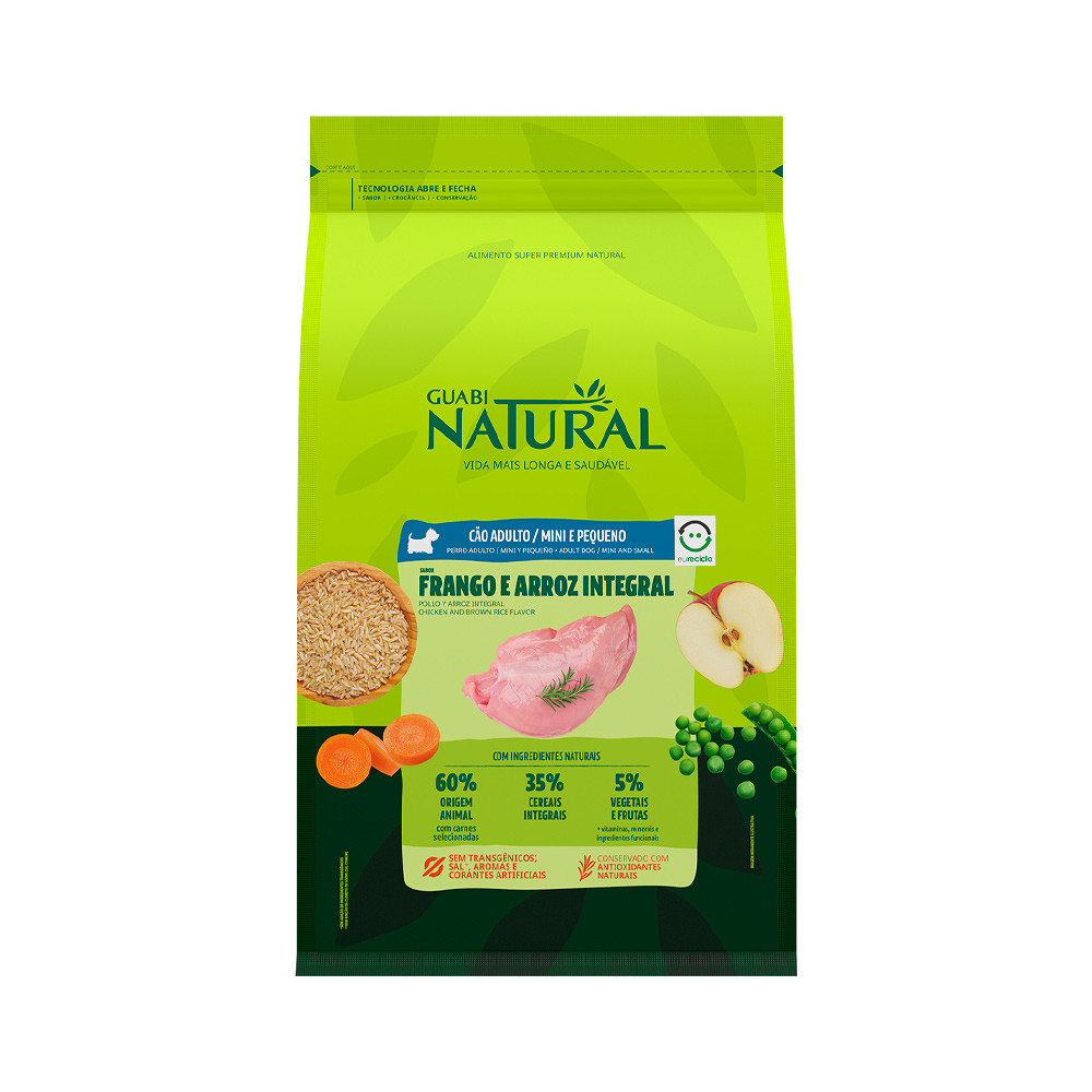 Ração 10,1kg Guabi Natural Cães Adultos de Porte Mini e Pequeno Frango e Arroz Integral