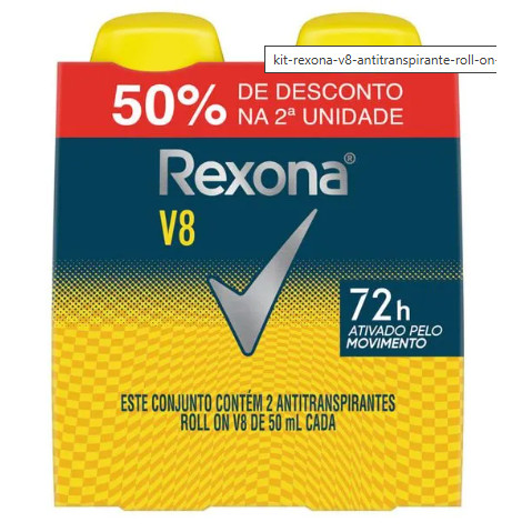 Desodorante Rexona Roll-On Masculino V8 50mL em Oferta na Shopee