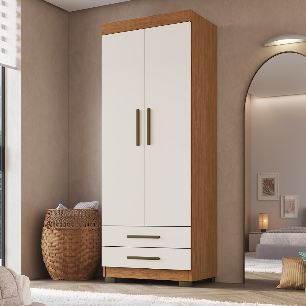 Guarda Roupa Solteiro 2 Portas 2 Gavetas com Pés Portugal Faimec em Oferta na Shopee