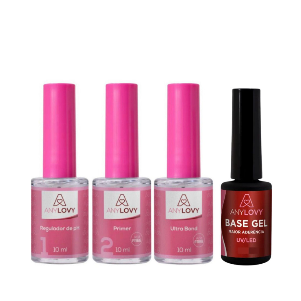 Kit De Preparação  AnyLovy Regulador + Primer Sem Ácido + Ultra Bond + Base Gel Nail Designer em Oferta na Shopee