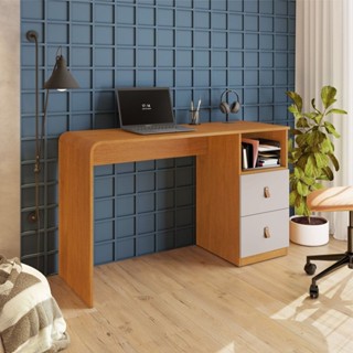 Escrivaninha Mesa Escritório Alice Candian 127x76x45cm Cinamomo/Off White em Oferta na Shopee