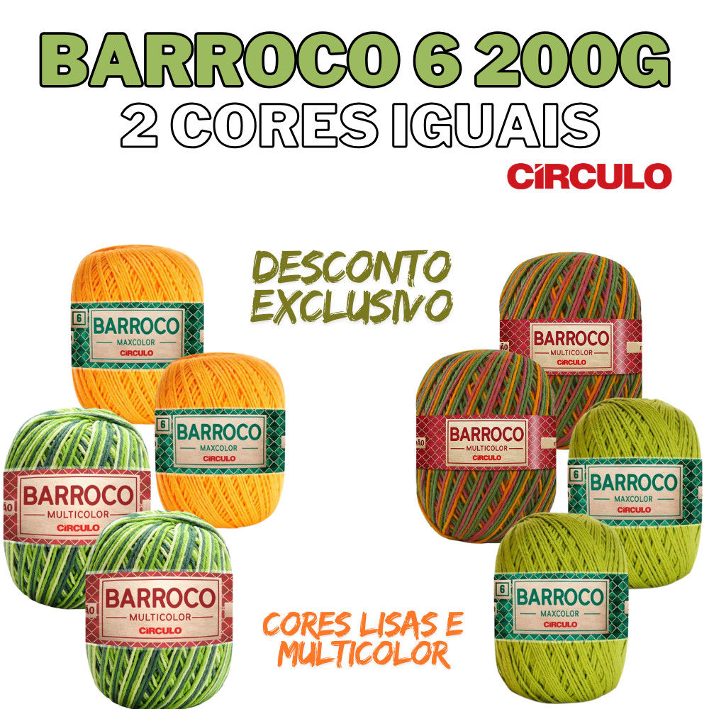 Kit de Barbante Barroco Nº 06 200g Circulo - kits com 2 cores iguais em Oferta na Shopee