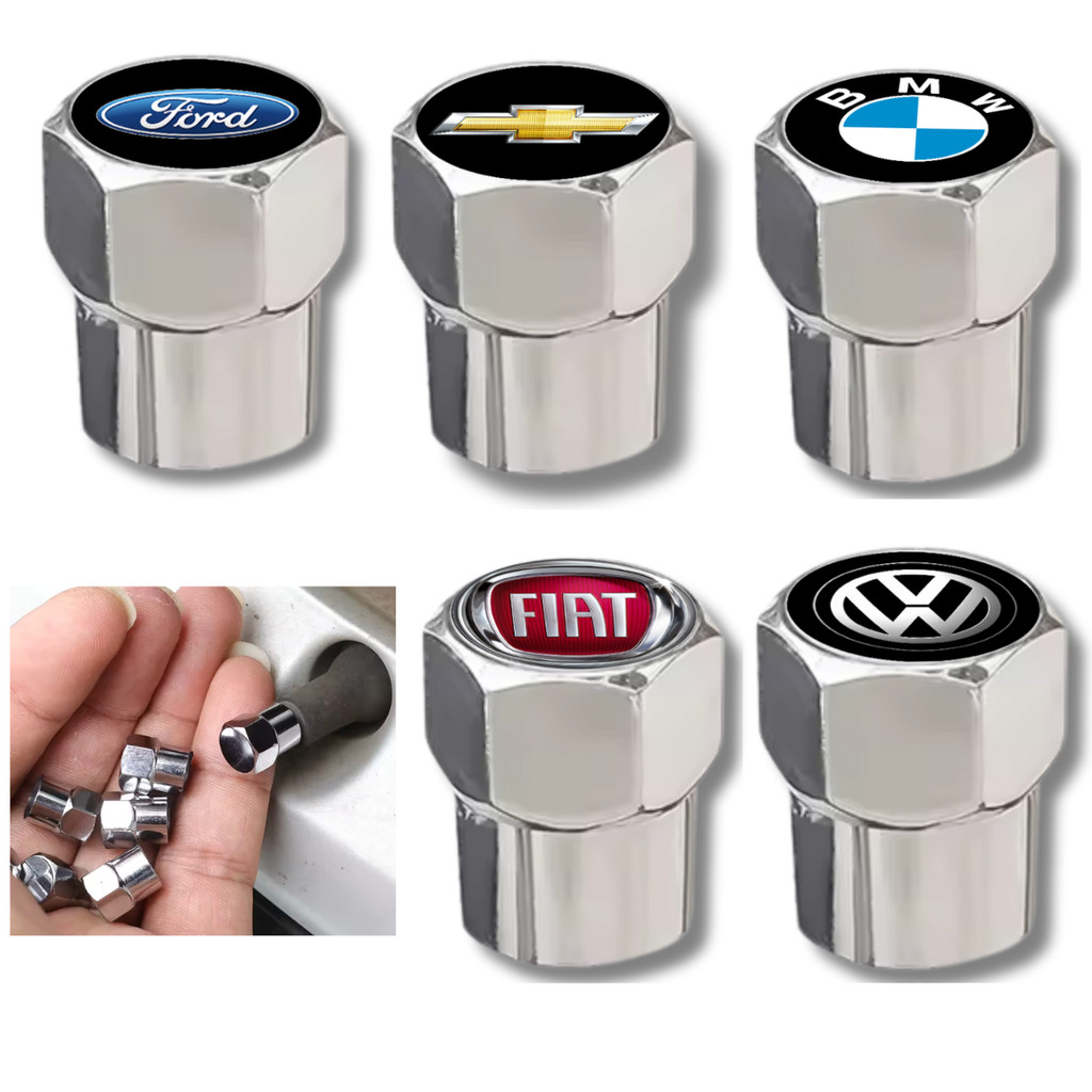 4 Tampa De Válvula Bico Pneu cromado Automotivo Universal plástico