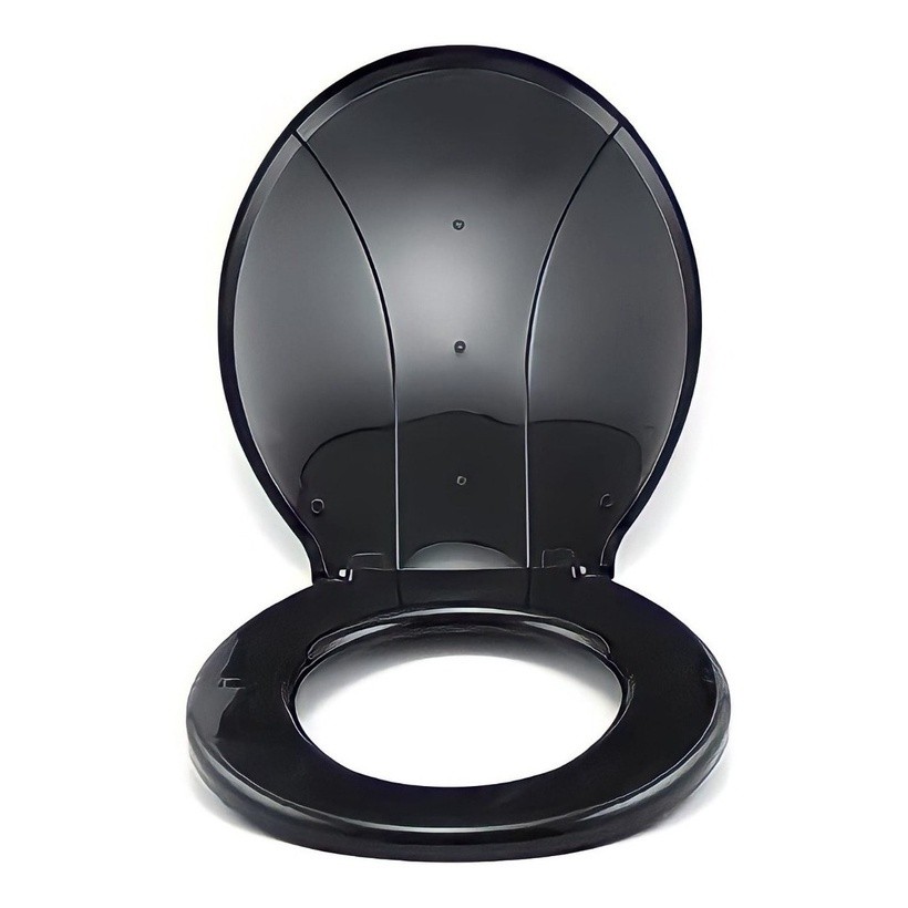 Assento Sanitário Preto com Encaixe Universal Tampa De Vaso Sanitário Plástico