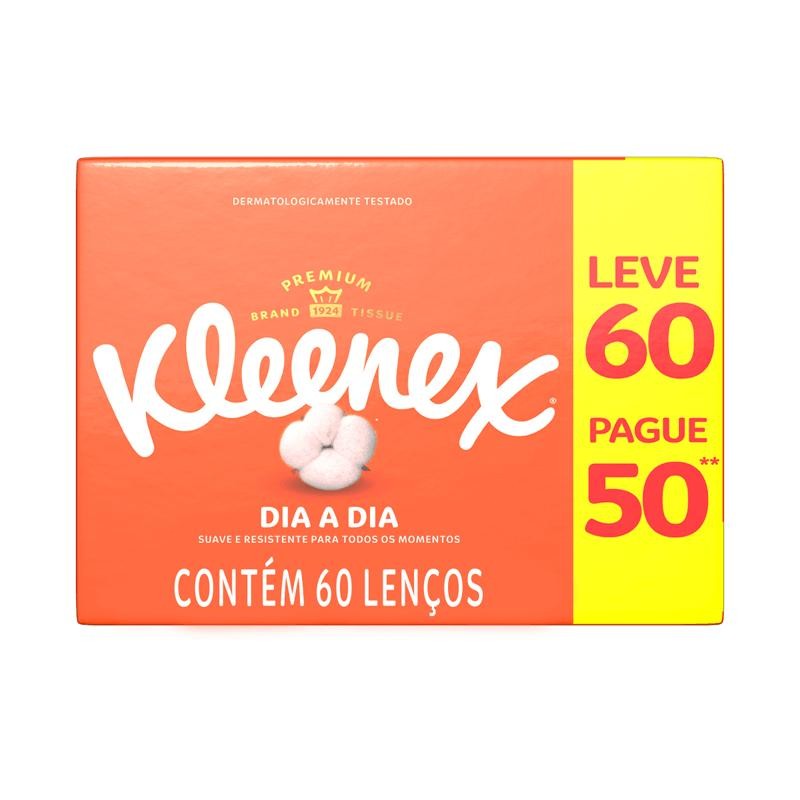 Lenço de Papel Kleenex Box 60 Unidades em Oferta na Shopee