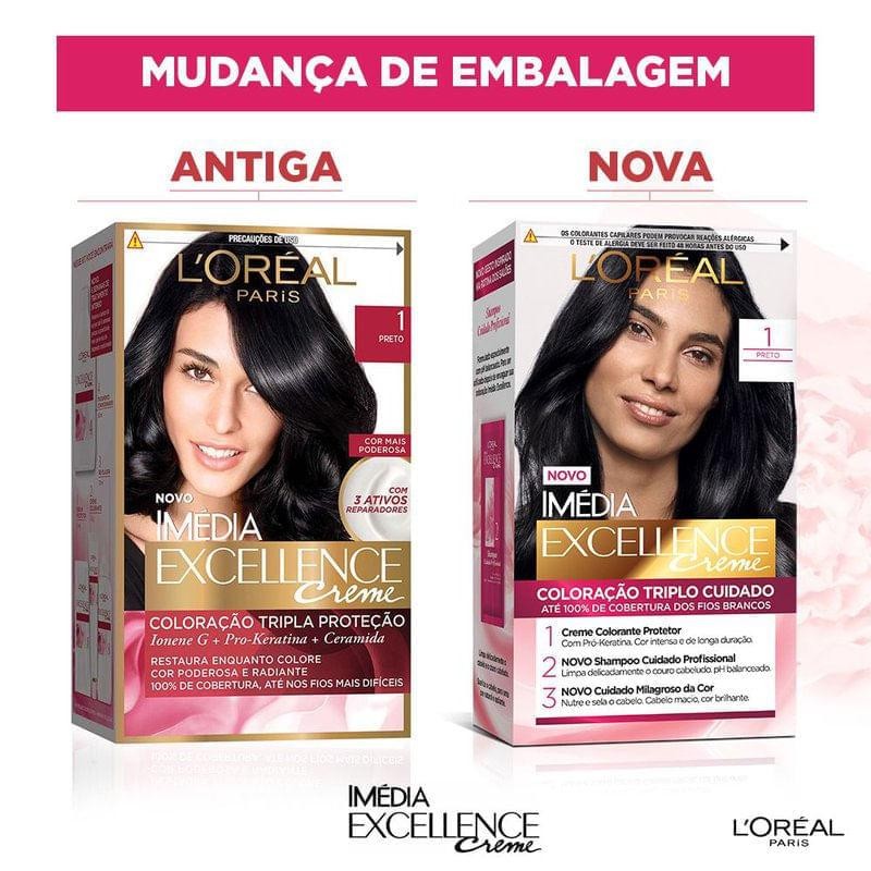 Coloração Imédia Excellence L'Oreal Creme 1 Preto em Oferta na Shopee