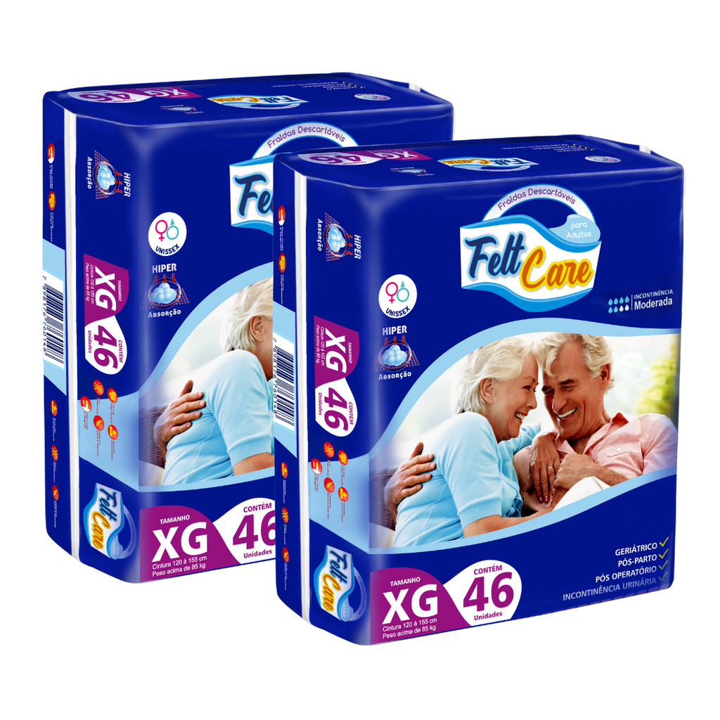 Kit 2 Pacotes Fralda Descartável Geriátrica Adulto Felt Care XG Direto da Fábrica Revenda Barato em Oferta na Shopee