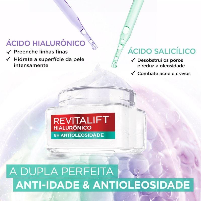 Gel Creme Hidratante Facial Antioleosidade L'Oréal Paris Revitalift Hialurônico 49g