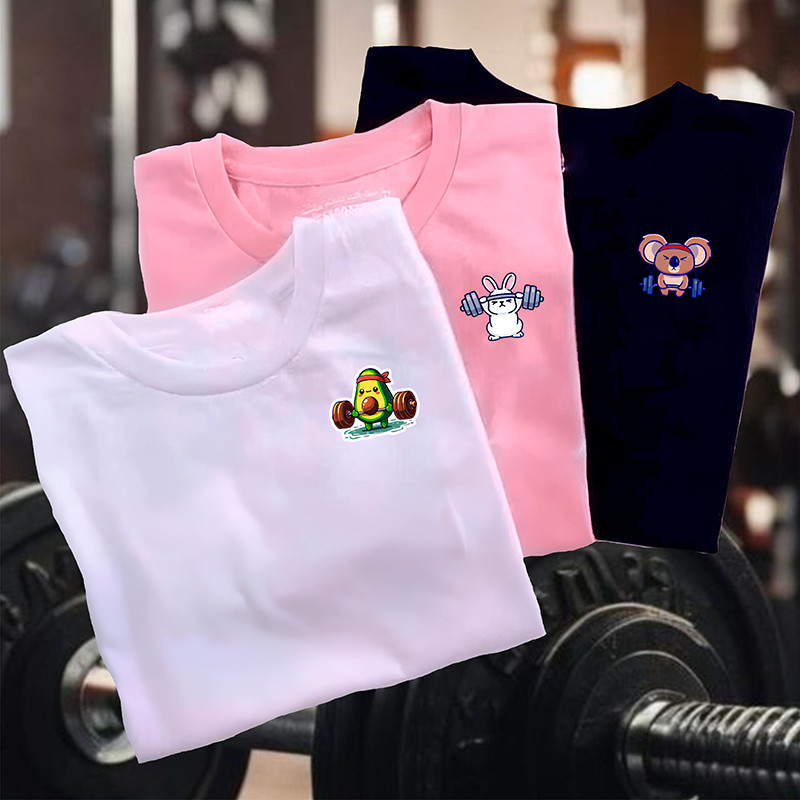 Kit 3 Camisetas Premium Feminina Treino Academia Estampa Abacate Coelho Coala Conforto Estilo Fitness Envio Imediato