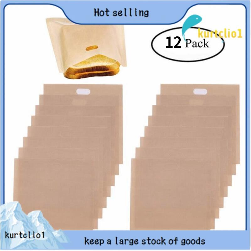 12 Unidades De Saco Reutilizável Antiaderente Para Assar Pão , Sacos Sanduíche , Torradas , Micro-Ondas , Aquecimento , 