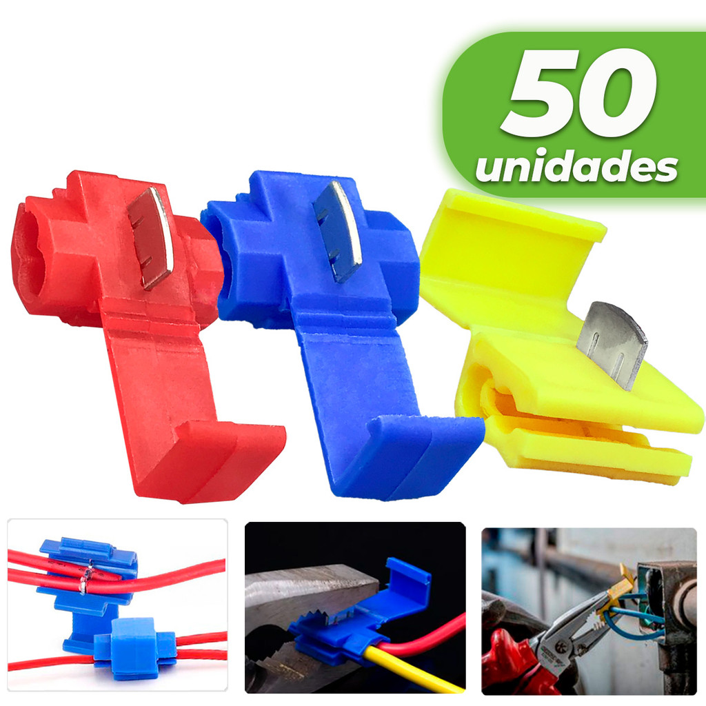 Kit 50 Conector Terminal Derivação Emenda Cabos Fios 0,5mm Até 6mm Conexão Elétrica (Todos Tamanhos) em Oferta na Shopee
