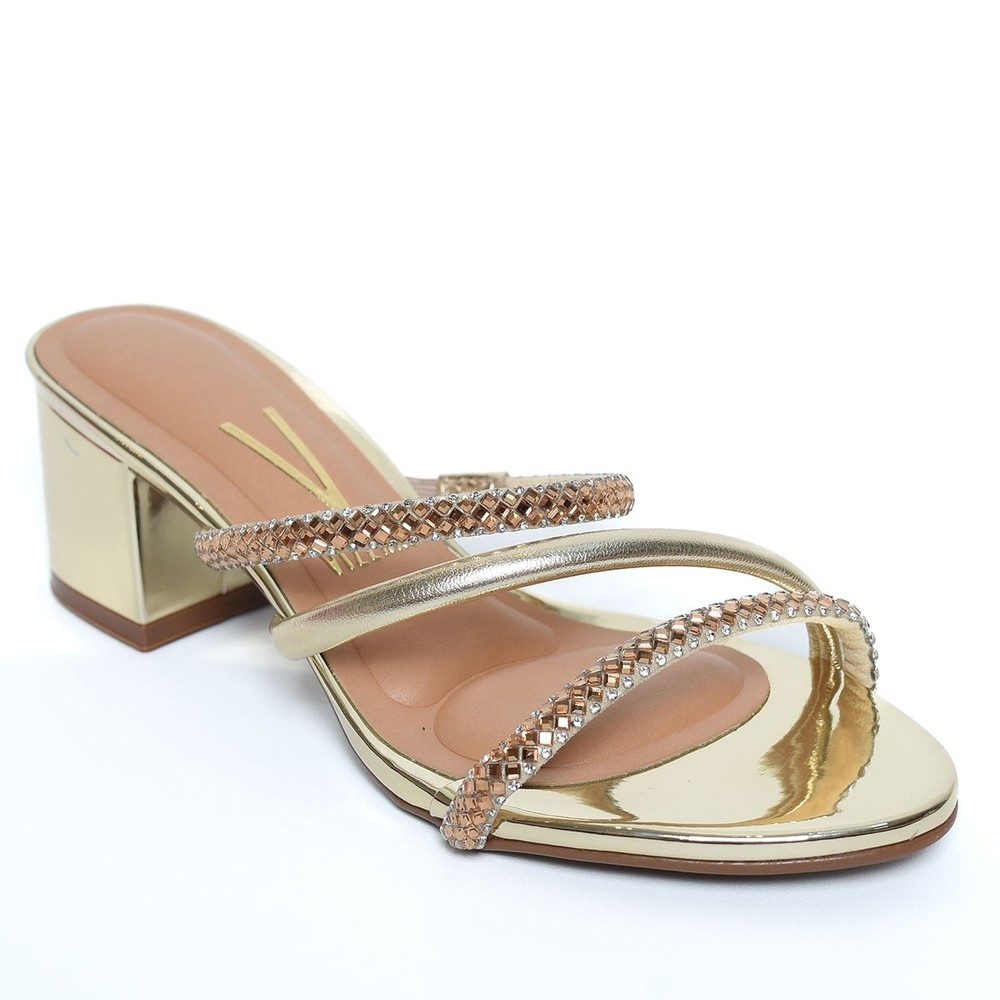Tamanco Vizzano Salto Bloco Baixo Tiras Strass Feminino - Women Shoes