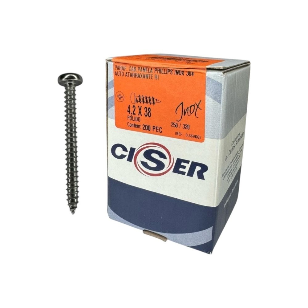Parafuso Inox AAT Panela Phillips 4.2X38 Phillips Caixa 200 PCS
