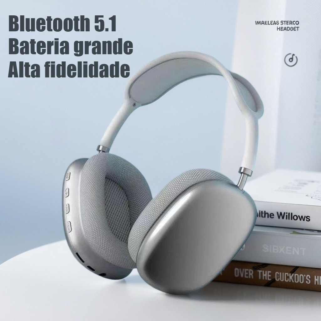 Fone Bluetooth 5.1 – Redução Ruídos + 12h Chamadas/8h Música (PC/TV/Celular)-W8