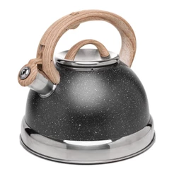 Chaleira de Indução 2,5L Aço Inox Granilite Preto Wolff para Água Café Chá Cozinha Moderna Resistente e Funcional