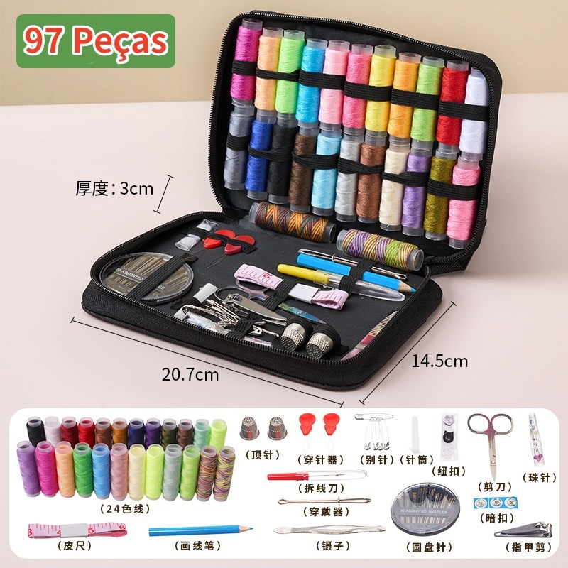 97 Peças Kits De Costura DIY Conjunto De Agulhas De Costura Portáteis Para Vestuário À Mão Caixa Multifuncional