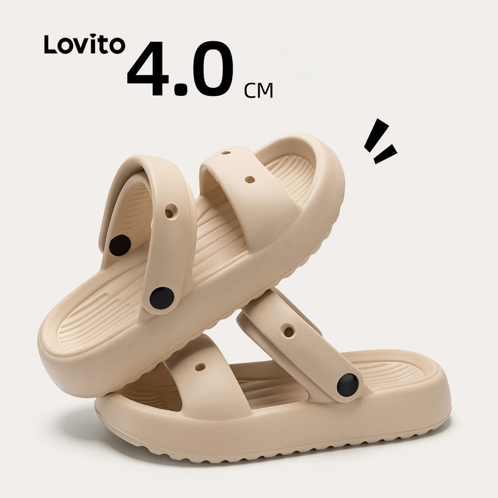 Lovito Sandálias casuais lisas com sola grossa e sandálias planas para mulheres  LFA66285 - Women Shoes