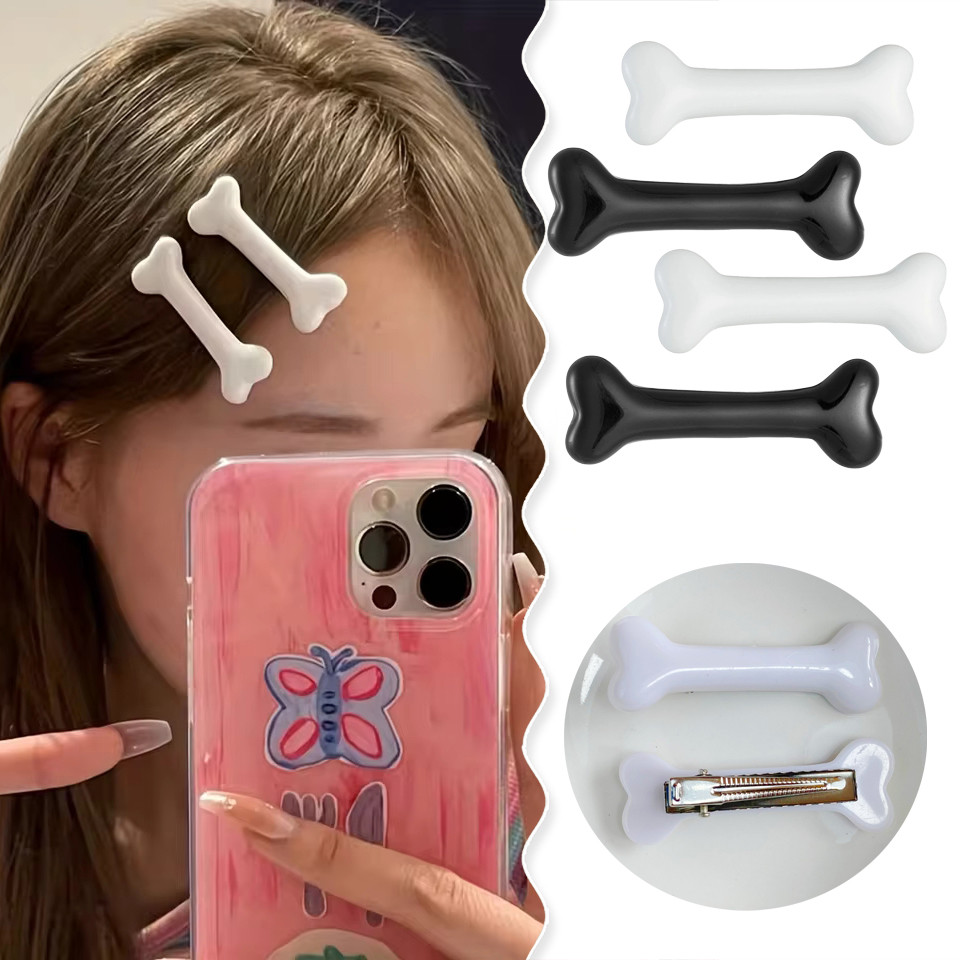 Grampo De Cabelo De Osso Branco Bonito Dos Desenhos Animados Menina Moda Ossos De Cachorro Decoração Pequenas Presilhas