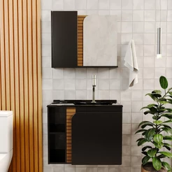 Gabinete Banheiro Lotus com 2 portas Espelheira e Cuba