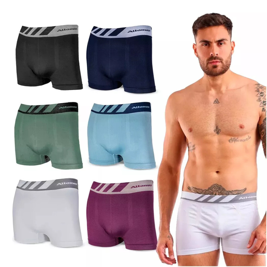 Kit 6 Cuecas Boxer Microfibra Box Sem Costura Lisa