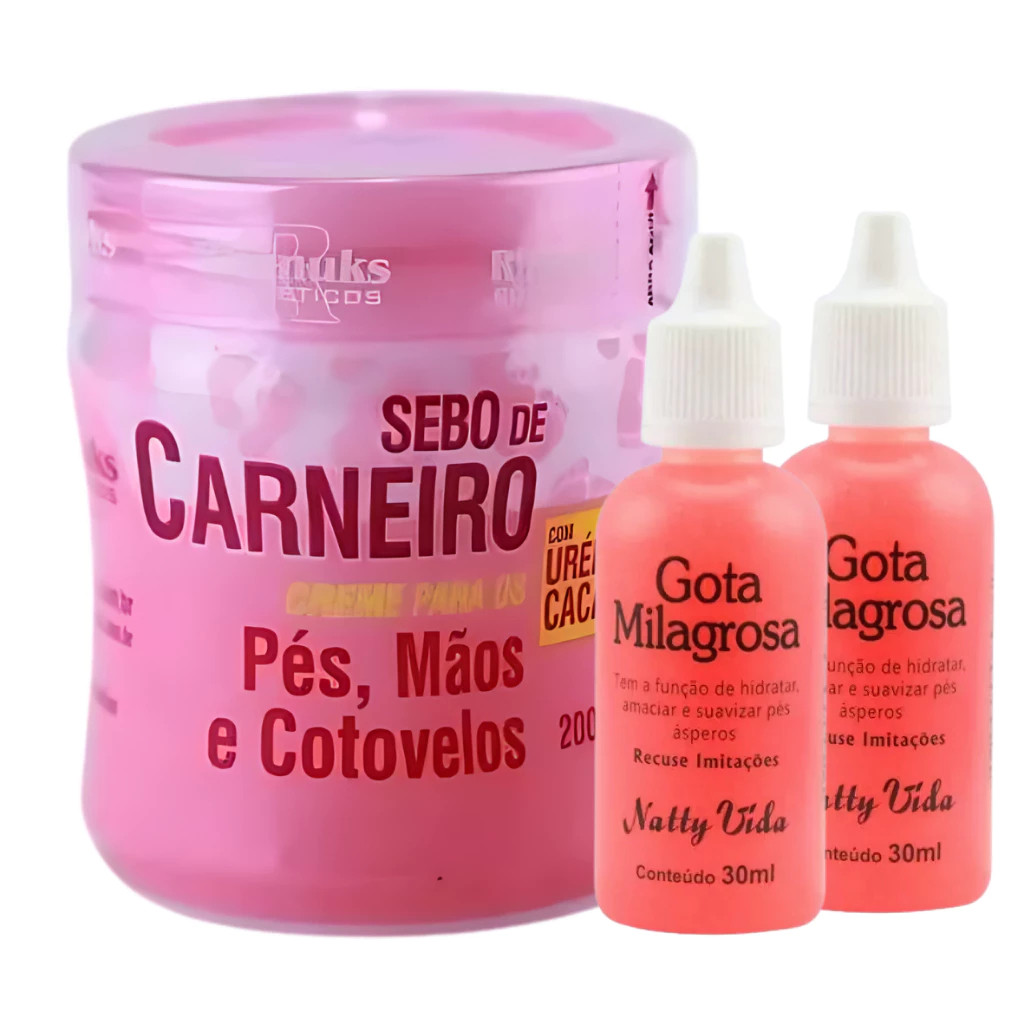 Kit Anti Rachadura nos Pés: 2 Gota Milagrosa + Sebo de Carneiro - Adeus Rachaduras Hidratante em Oferta na Shopee