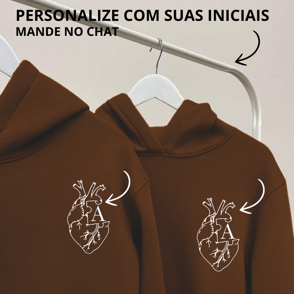 Kit 2 Peças Moletom CASAL CORAÇÃO INICIAL PERSONALIZADO(Mandar tamanhos no chat Dentro de 24hrs) — imagem 2 de 2