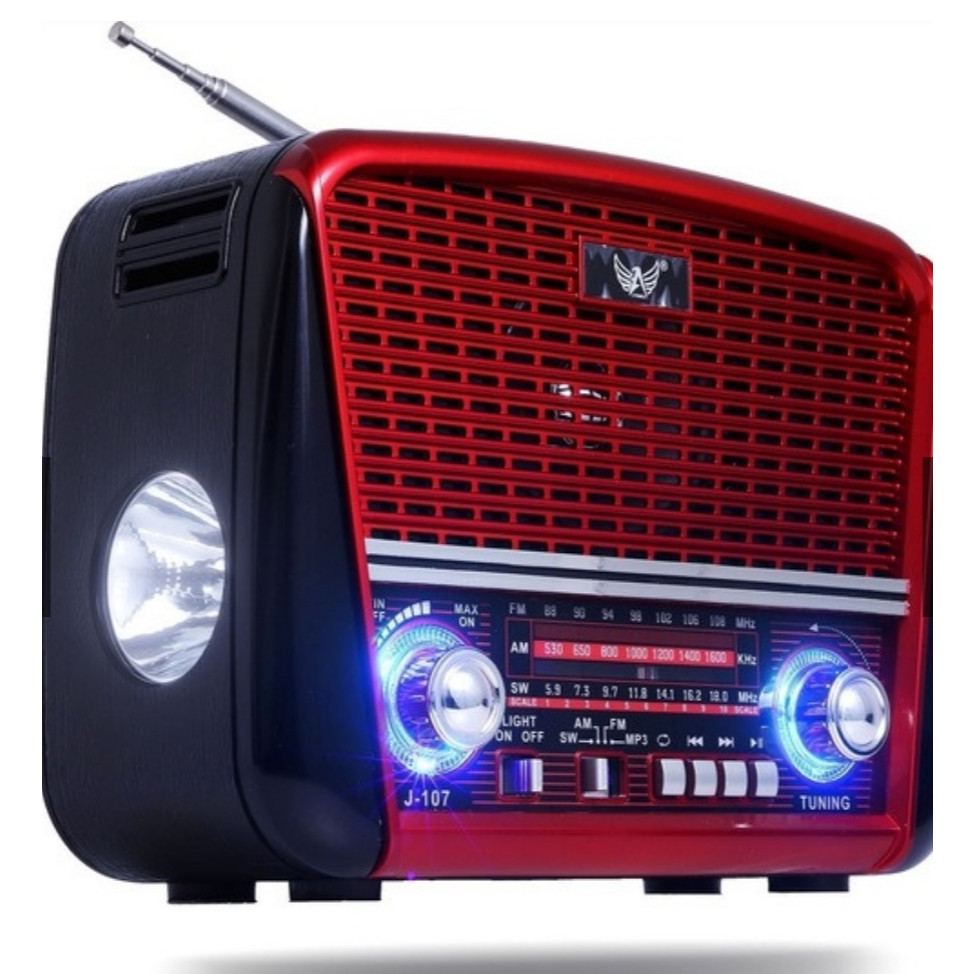 Radio Retrô Vintage, Entrada USB, Cartão de memoria, Lanterna e saida auxiliar JD-107 em Oferta na Shopee