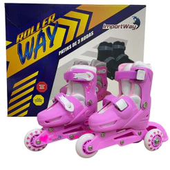 PATINS TRILINE 3 RODAS 2 EM 1 AJUSTAVEL ROSA PP 27 A 30 - BW022RPP