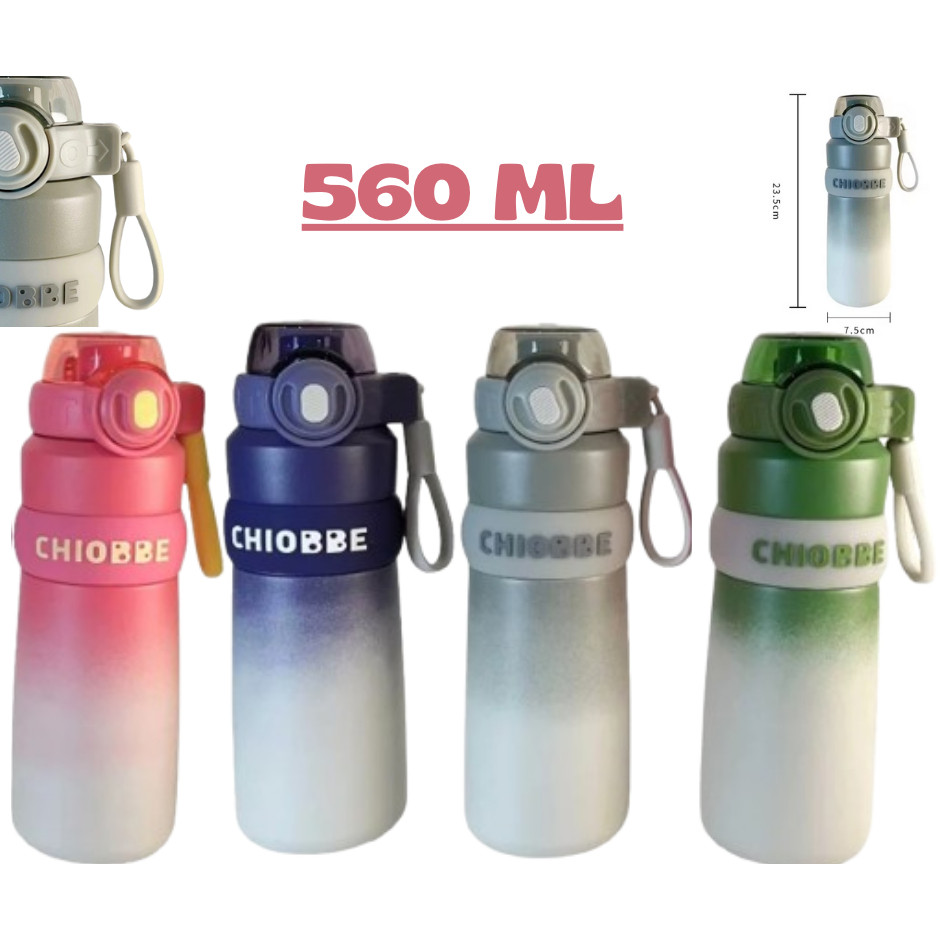 Garrafa Térmica Com Trava Anti-vazamento modelo moderno  Bico de Silicone Alça Lazer Esportes Inox 560ml