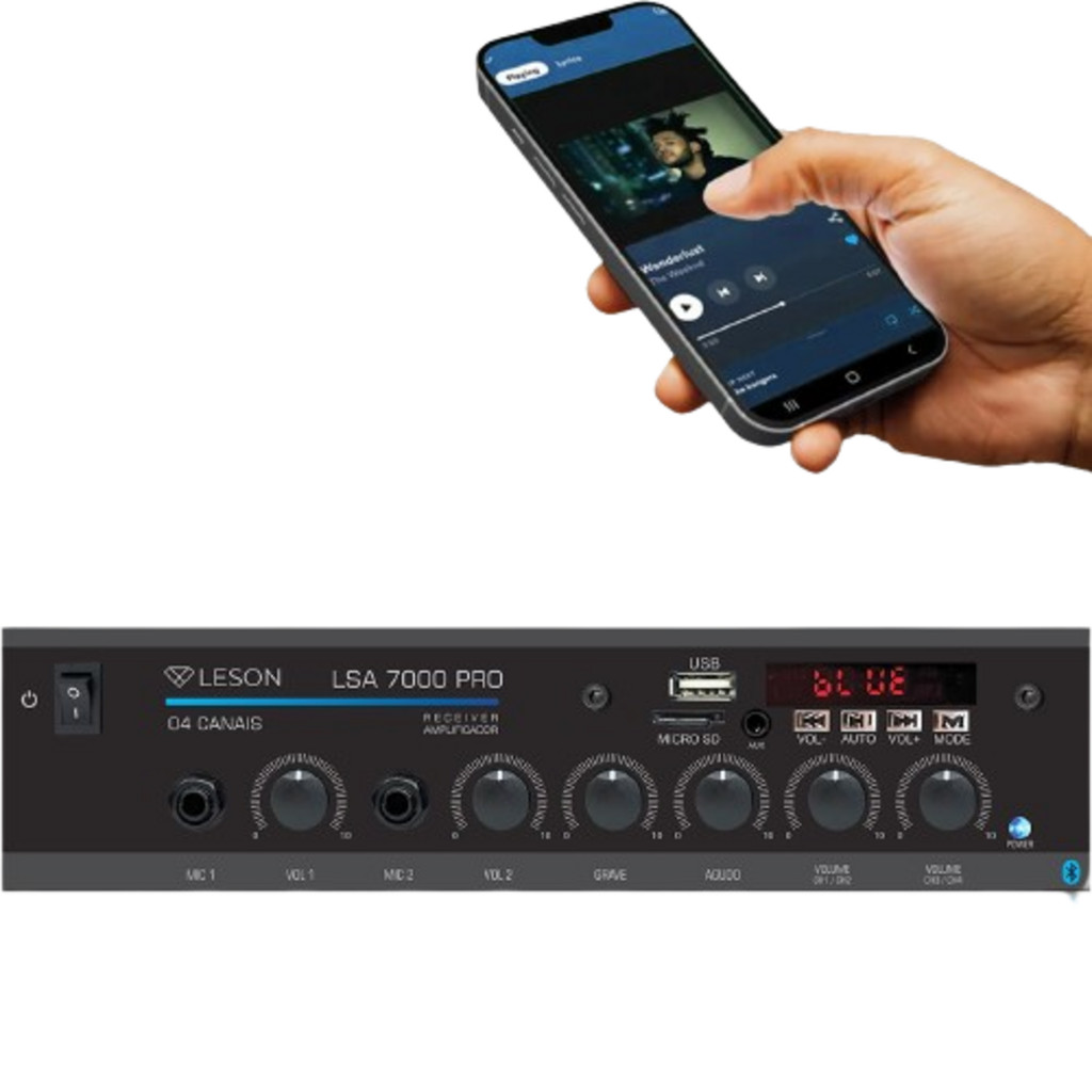 Receiver Amplificador P Som Ambiente Rc7000Pro Bt 4 Canais