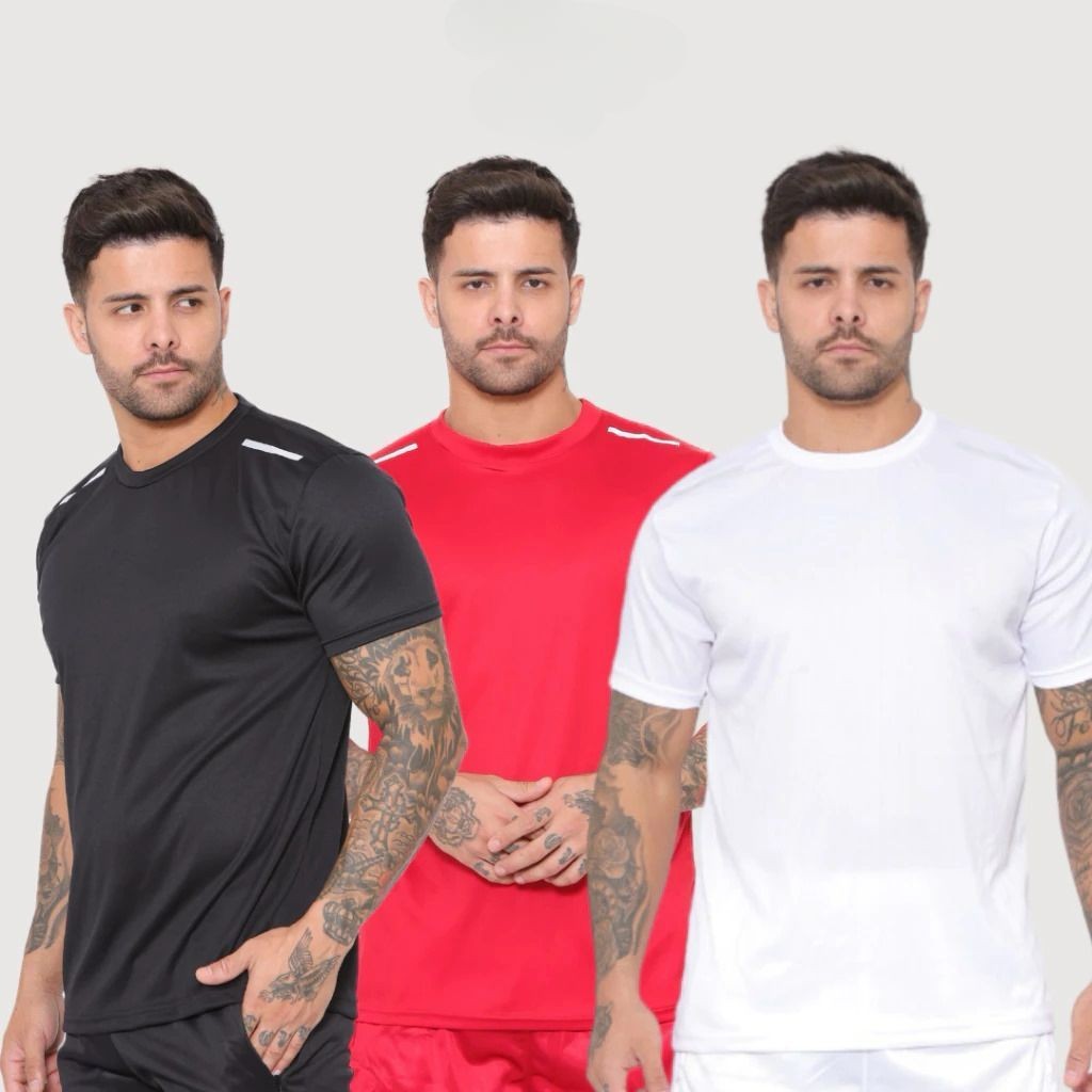 Kit 4 Camisetas Masculina Malha fria poliester basica Para trabalho, casual, academia, Uniforme 2025