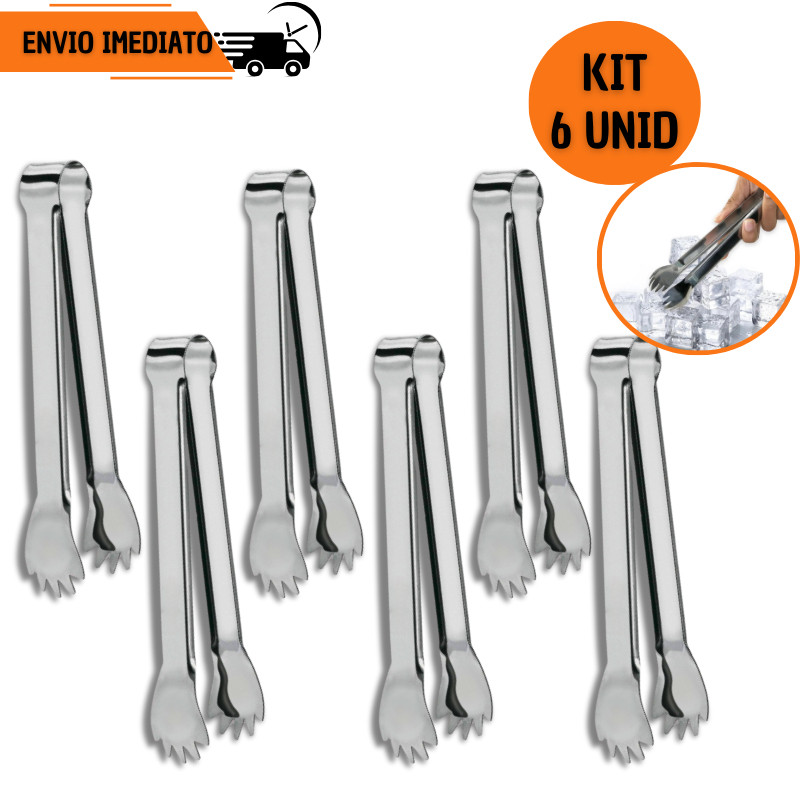 Kit 6/ 3 ou 2 Pegador de Gelo Multiuso Carne Massa Inox Profissional Bar Restaurante Cozinha Churrasco